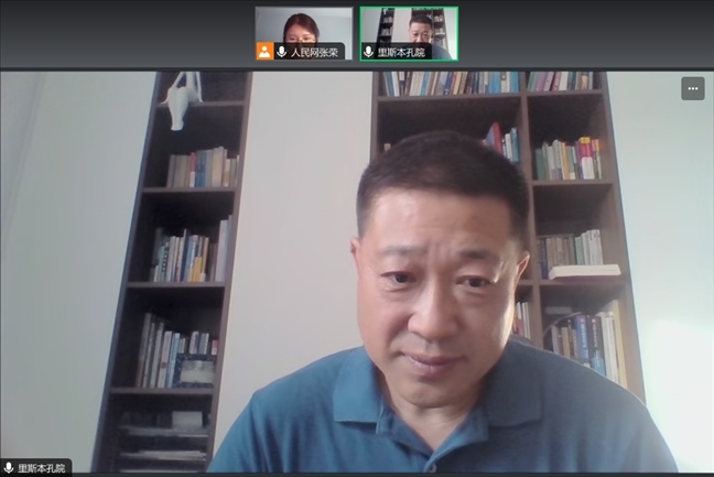 里斯本大學(xué)孔子學(xué)院中方院長王錦程。 采訪截圖