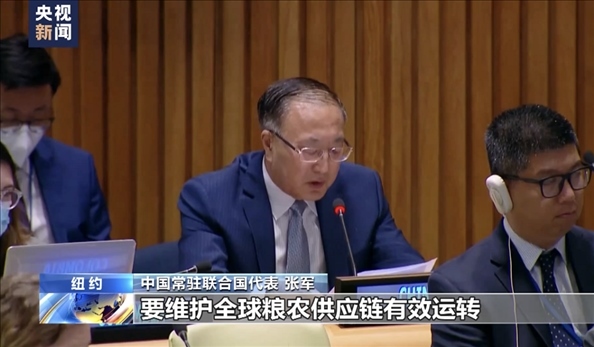 △2022年7月，第76屆聯(lián)合國(guó)大會(huì)舉行高級(jí)別特別會(huì)議?！叭虬l(fā)展倡議之友小組”就糧食安全問(wèn)題闡述小組成員共同立場(chǎng)。