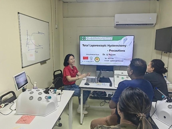 培訓(xùn)現(xiàn)場。第18期援圭亞那醫(yī)療隊供圖