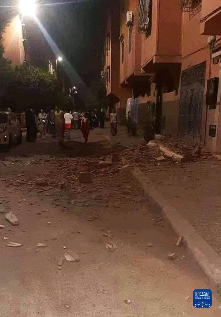 這是9月9日在摩洛哥南部城市馬拉喀什拍攝的震后景象。新華社發(fā)