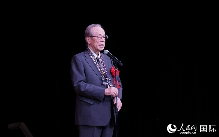 日本前首相福田康夫發(fā)表致辭。人民網(wǎng) 蔣曉辰攝