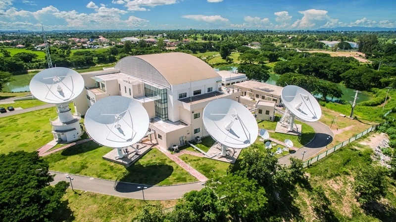 2016年8月1日拍攝的老撾首都萬(wàn)象的老撾一號(hào)通信衛(wèi)星地面站全景。