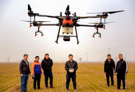 2019年2月25日，無人機(jī)教員（右三）在河北省衡水市冀州區(qū)徐莊鄉(xiāng)北榆林村為村民做植保無人機(jī)飛行操作技能培訓(xùn)。新華社記者 李曉果 攝