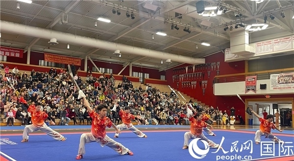 中國武術(shù)隊員表演現(xiàn)場。人民網(wǎng)記者 鄧圩攝