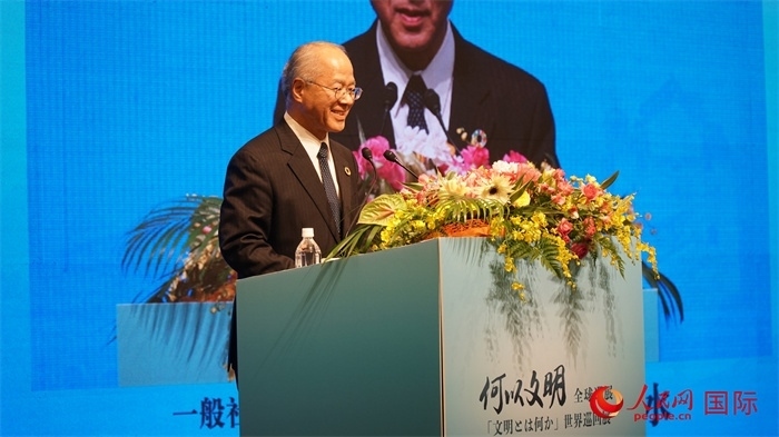 日本日中協(xié)會理事長瀨野清水致辭。人民網(wǎng) 蔣曉辰攝