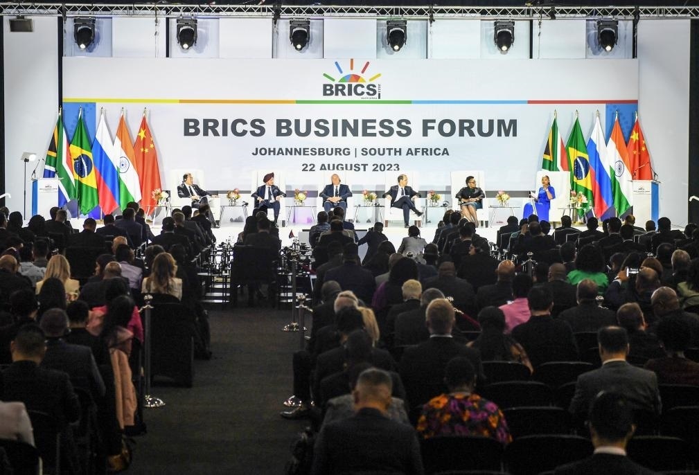 這是8月22日在南非約翰內(nèi)斯堡拍攝的金磚國家工商論壇現(xiàn)場。新華社記者李亞輝攝