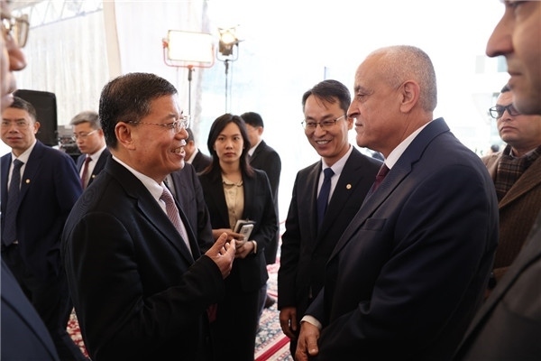 李永明同埃及住房部副部長會談交流。主辦方供圖