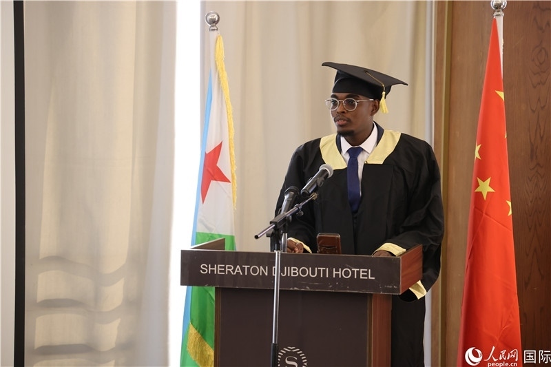 吉布提魯班工坊2023屆畢業(yè)生代表發(fā)言。人民網(wǎng)記者 張志文攝