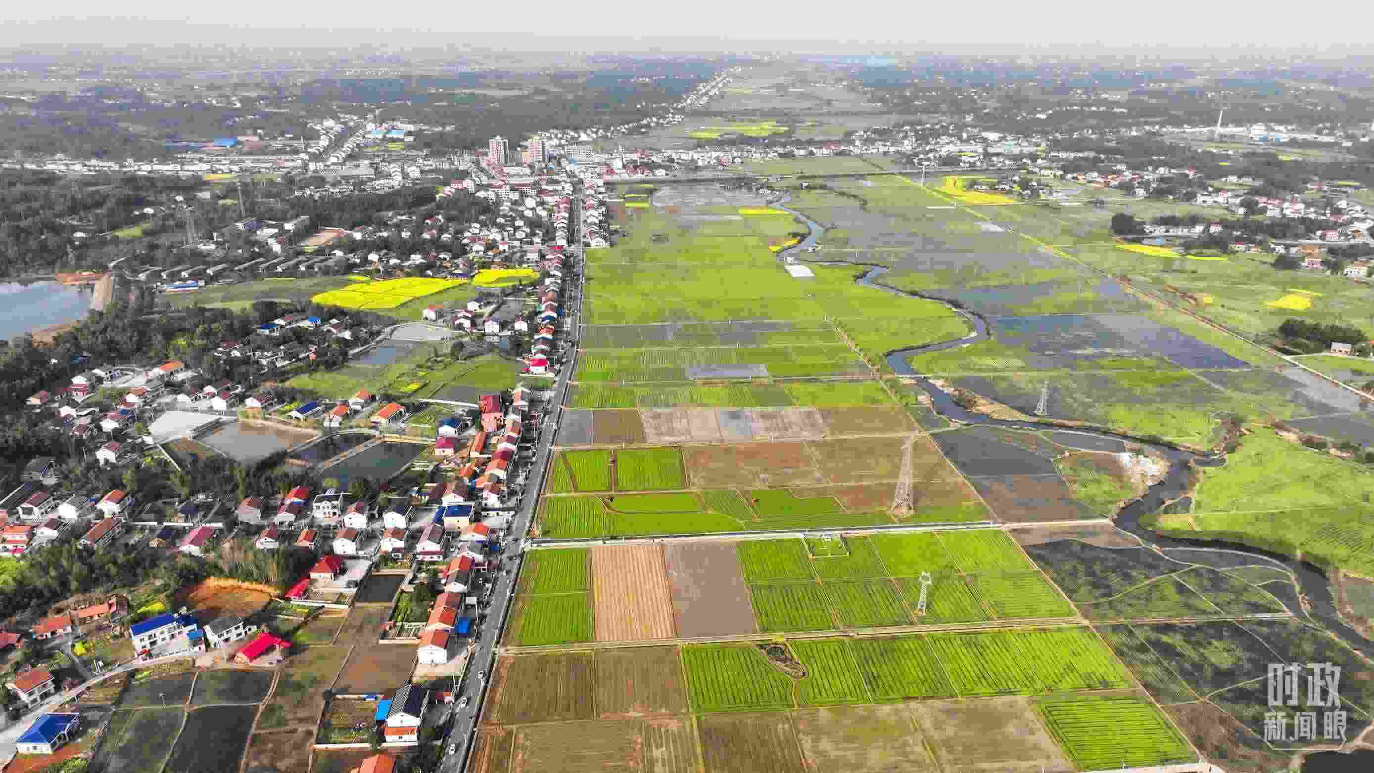 △俯瞰常德市謝家鋪鎮(zhèn)港中坪村。（總臺(tái)國(guó)廣記者李晉拍攝）