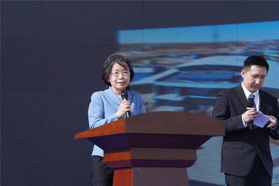 3月24日，沈敏娟大使致辭。駐蒙古使館供圖