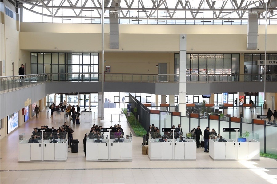 3月24日，扎門烏德口岸通關(guān)現(xiàn)場。駐蒙古使館供圖