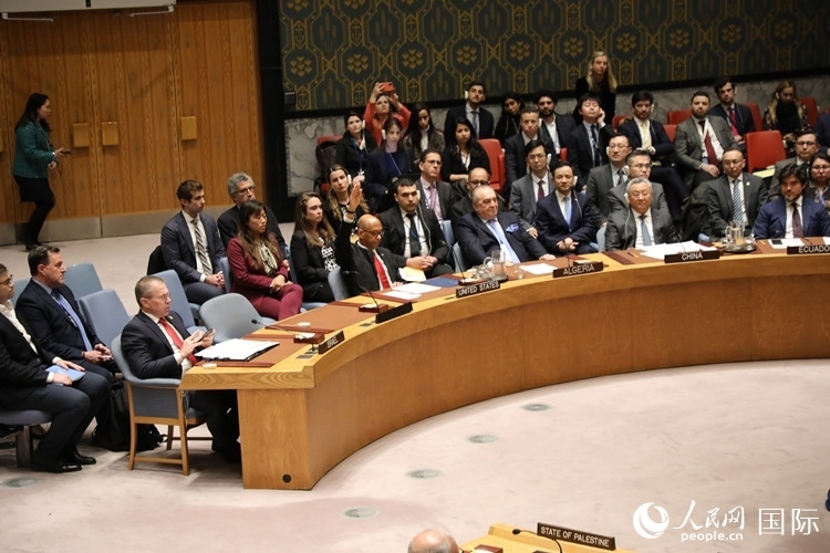 4月18日，安理會(huì)投票現(xiàn)場，12個(gè)成員投贊成票。 人民網(wǎng)記者 李志偉攝