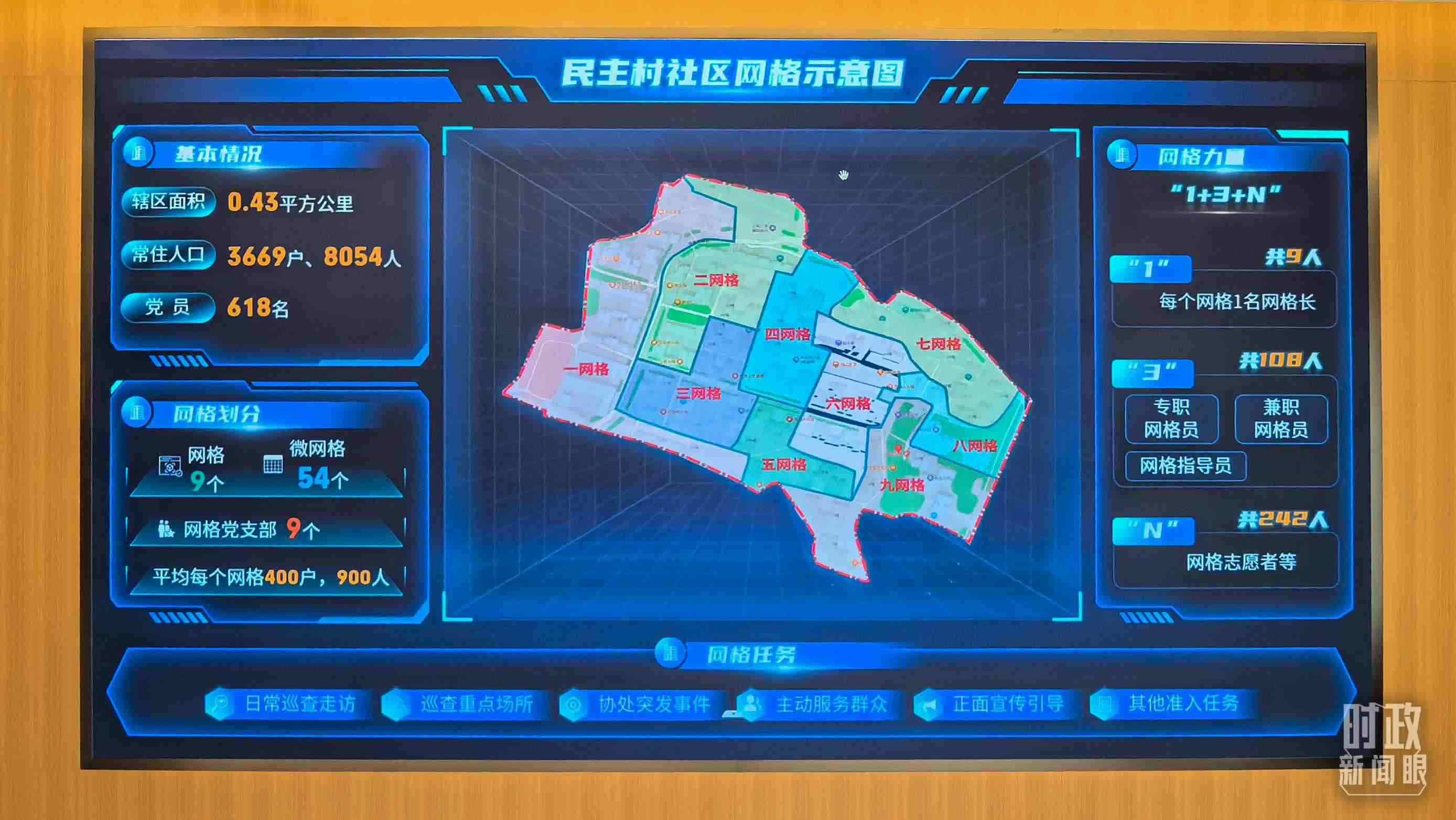 △民主村社區(qū)網(wǎng)格示意圖。（總臺央視記者邢彬拍攝）