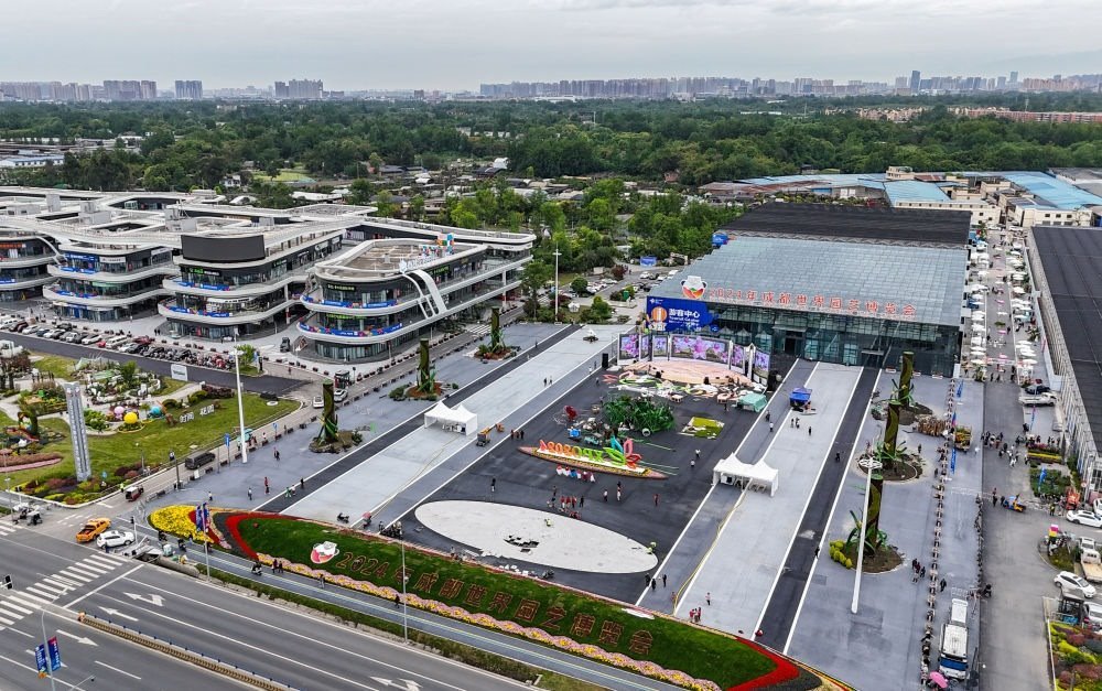 這是2024年4月23日拍攝的成都世園會郫都分會場（無人機照片）。新華社記者 王曦 攝