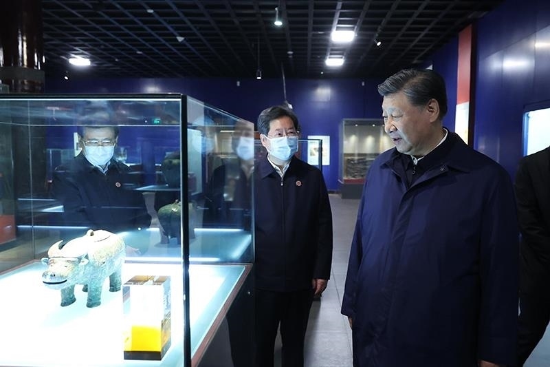 △2022年10月28日，習近平總書記在河南安陽市殷墟博物館考察。
