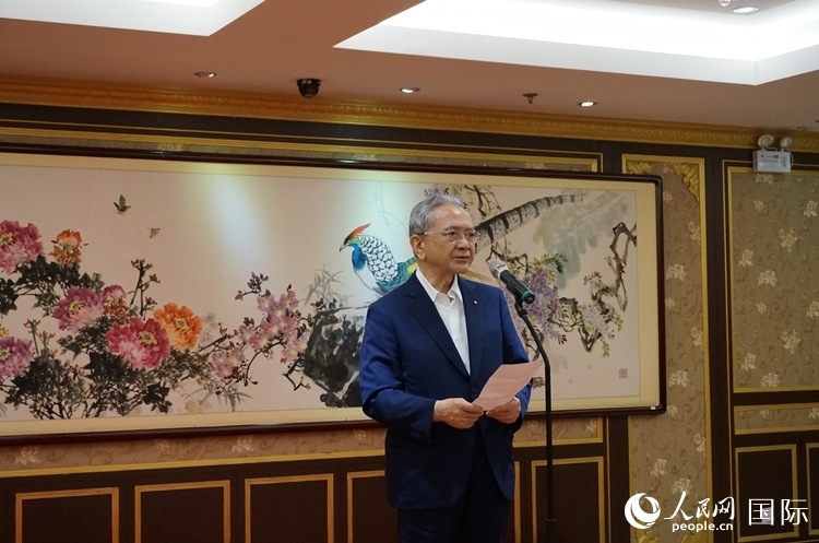 創(chuàng)價學(xué)會會長原田稔致辭。