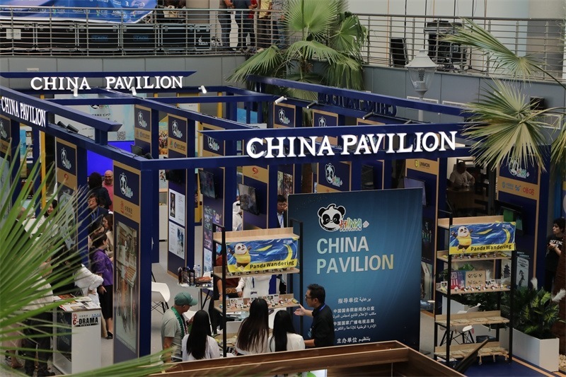 中國聯(lián)合展臺亮相阿拉伯廣播電視節(jié)。主辦方供圖