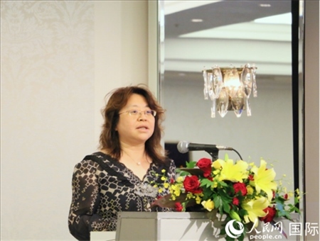 中國駐日本大使館經(jīng)濟(jì)商務(wù)公使羅曉梅致辭。人民網(wǎng) 許可攝