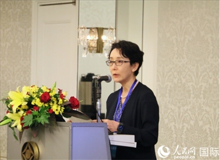 日本貿(mào)易振興機(jī)構(gòu)（JETRO）企劃部海外地區(qū)戰(zhàn)略主管日向裕彌致辭。人民網(wǎng) 許可攝
