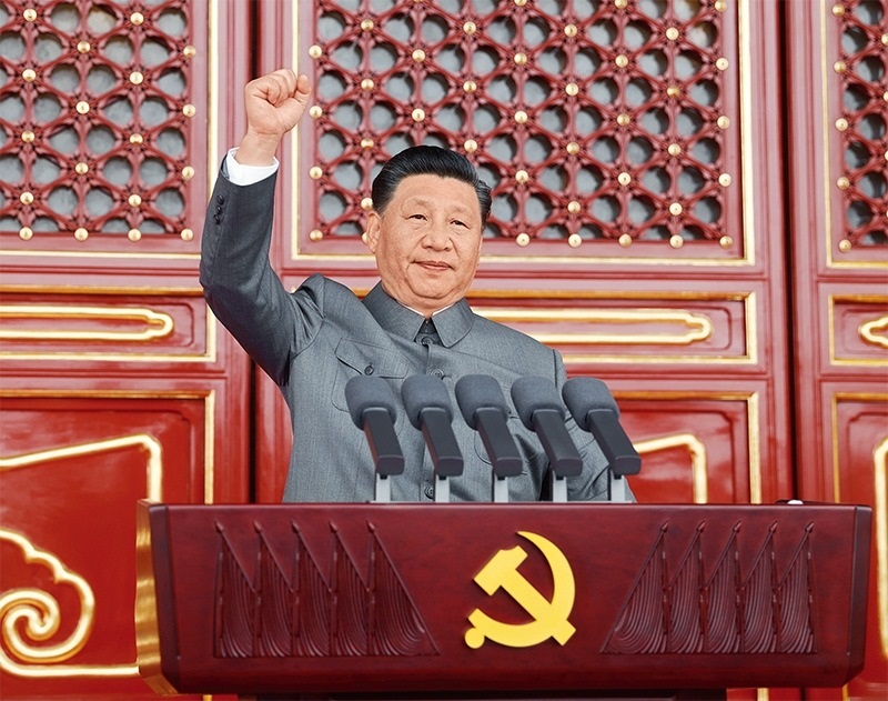 2021年7月1日，慶祝中國共產(chǎn)黨成立100周年大會(huì)在北京天安門廣場(chǎng)隆重舉行。中共中央總書記、國家主席、中央軍委主席習(xí)近平發(fā)表重要講話。 新華社記者 鞠鵬/攝