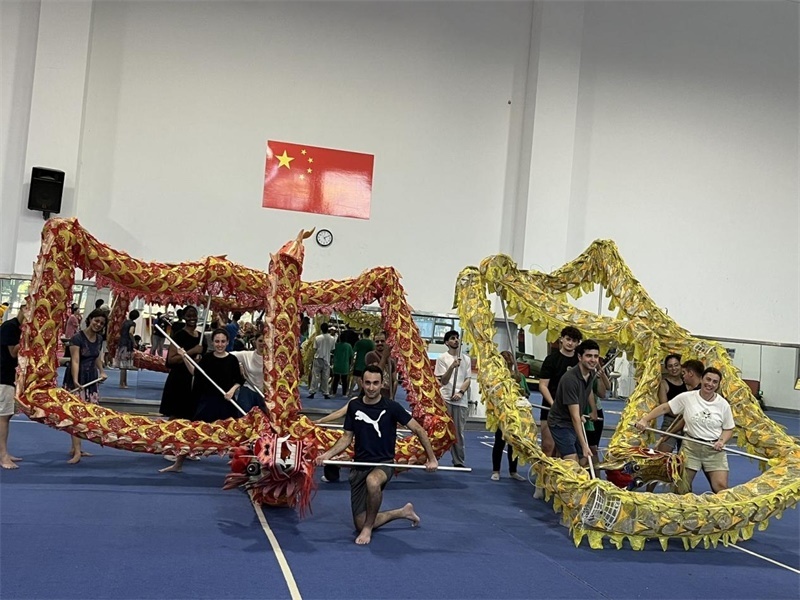 在中國和巴西共迎兩國建交50周年之際，巴西圣保羅州立大學孔子學院今年7月成功組織多批、近40名巴西青少年來華進行短期訪問交流，圖為訪問團成員在中國參加文化體驗活動。 巴西圣保羅州立大學孔子學院供圖