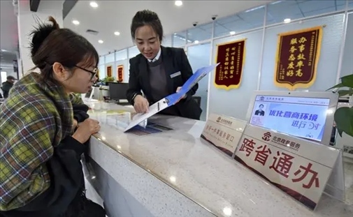 2024年3月25日，北京大興區(qū)，工作人員為群眾辦理跨省政務(wù)事宜。