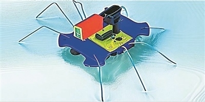 一種能夠在水面上滑行的自供電“蟲子”機(jī)器人。圖片來源：紐約州立大學(xué)賓漢姆頓分校