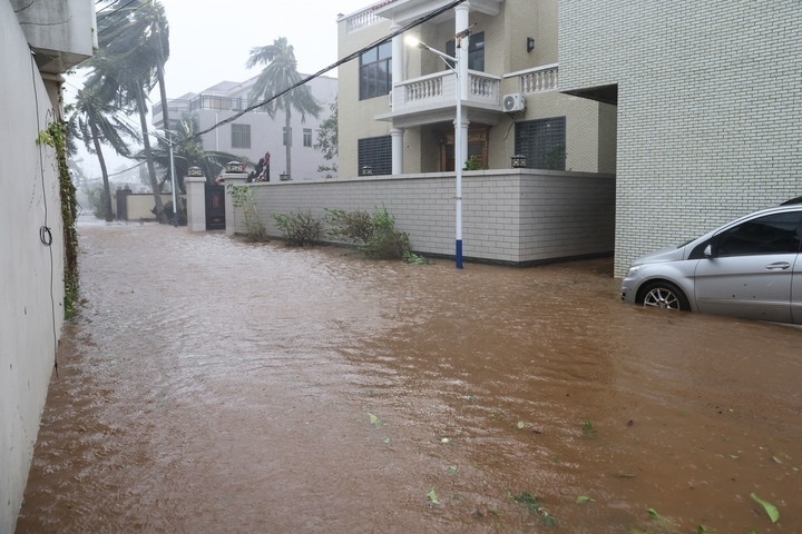 臺風“摩羯”導致海南部分地區(qū)出現洪澇。新華社記者 張麗蕓 攝