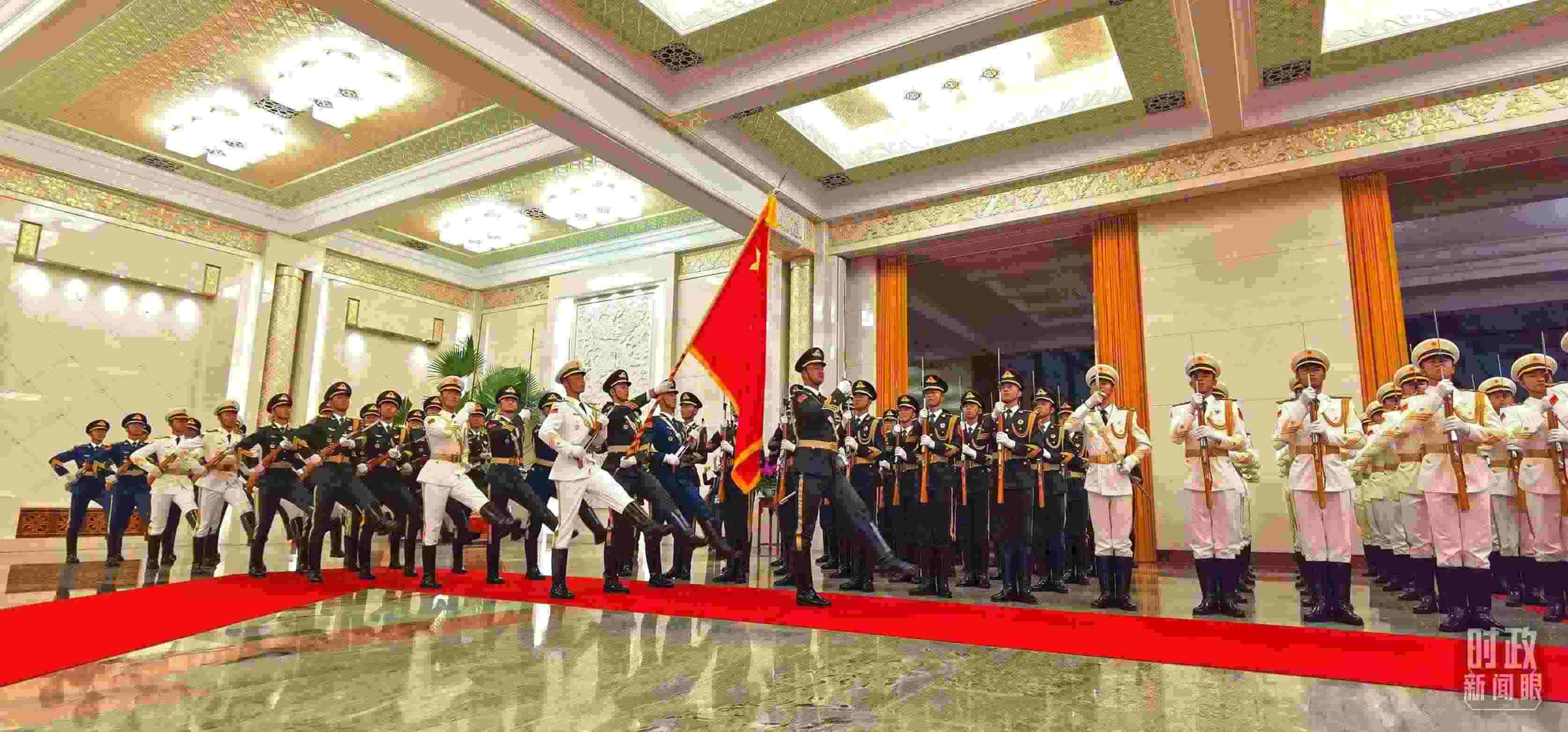 歡迎儀式上的儀仗隊(duì)。（總臺(tái)央視記者郭鴻拍攝）