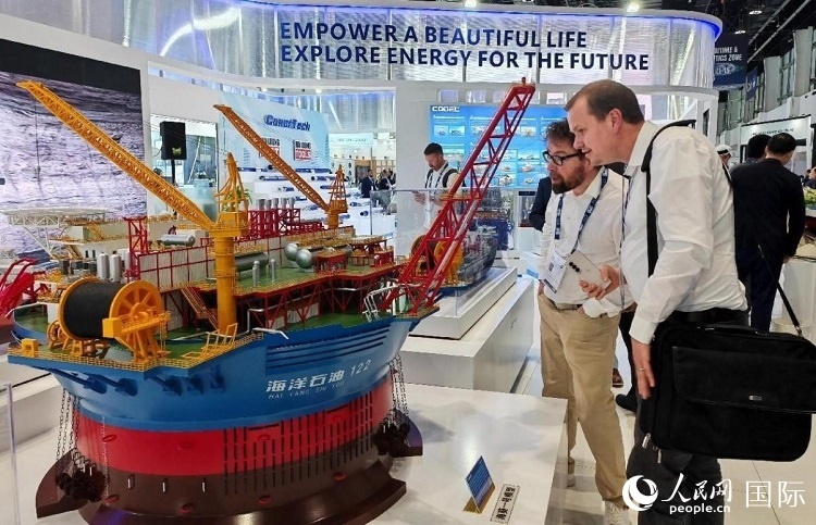 觀眾在中企展臺(tái)參觀。人民網(wǎng)記者管克江攝