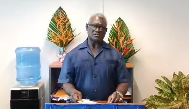 所羅門群島前總理、現(xiàn)任財(cái)政與國庫部長梅納西·索加瓦雷以視頻形式向論壇致辭（主辦方供圖）