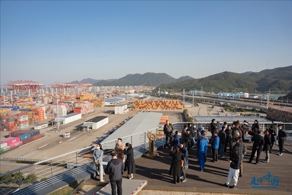 媒體團(tuán)走進(jìn)寧波舟山港北侖港區(qū)。環(huán)球網(wǎng)供圖