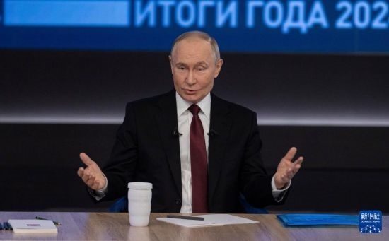 12月19日，在俄羅斯首都莫斯科，俄羅斯總統(tǒng)普京在“年度盤(pán)點(diǎn)”活動(dòng)上講話(huà)。新華社記者 白雪騏 攝
