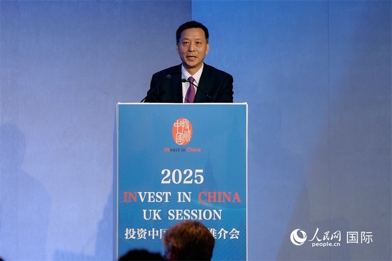中國駐英國大使館經(jīng)濟(jì)商務(wù)公使余本林發(fā)表致辭。楊浩鵬攝