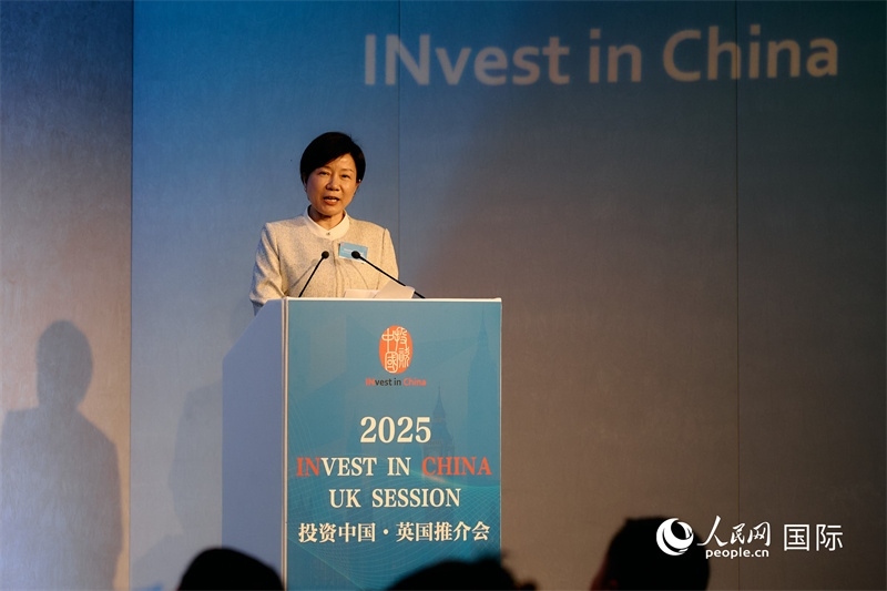 湖南省商務(wù)廳廳長龍小紅做商務(wù)工作情況推介。楊浩鵬攝。