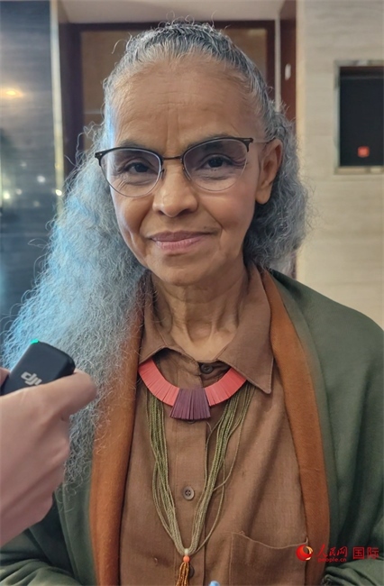 巴西環(huán)境與氣候部部長瑪麗娜·席爾瓦接受人民網(wǎng)采訪。人民網(wǎng)記者 符園園攝